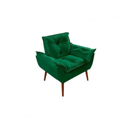 Poltrona Decorativa Opala Pés Palito Suede Verde