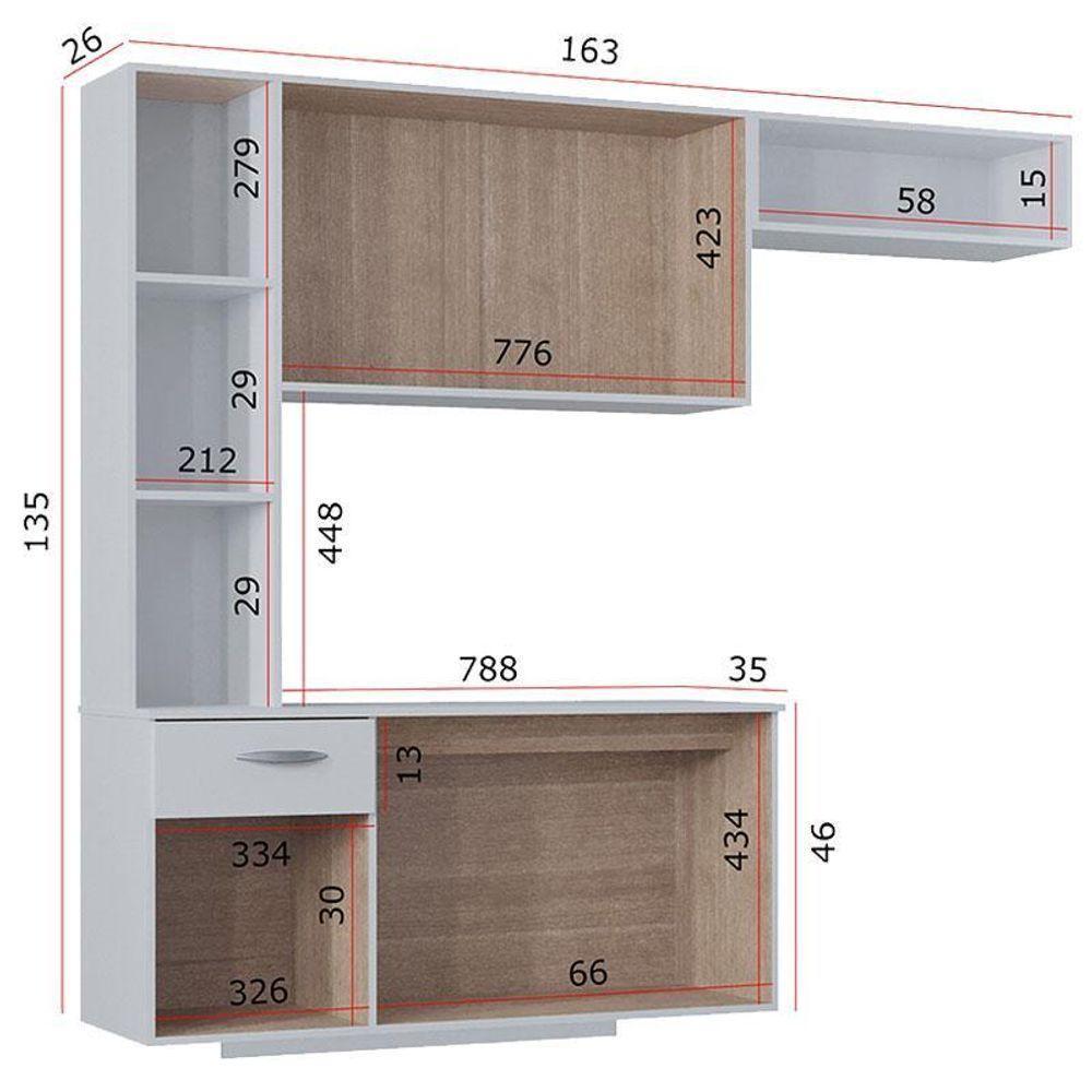 Cozinha Com Balcão Isis 163 Cm Branco - Poquema - 5