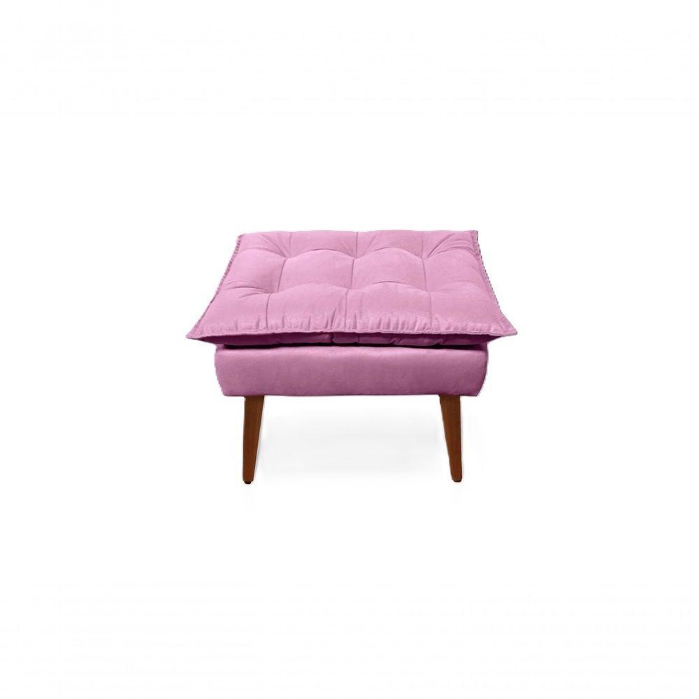 Poltronas Para Amamentação Com 1 Puff Decorativa Confortável Para Sala Quarto Recepção Suede Luxo Rosa - 2
