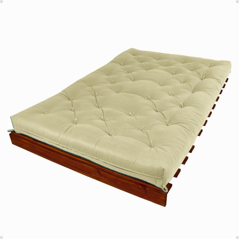 Sofá Cama Casal Futon Tokio D33 Madeira Maciça Imbuia - Bege Claro - 3