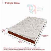Sofá Cama Casal Futon Tokio D33 Madeira Maciça Imbuia - Bege Claro - 6