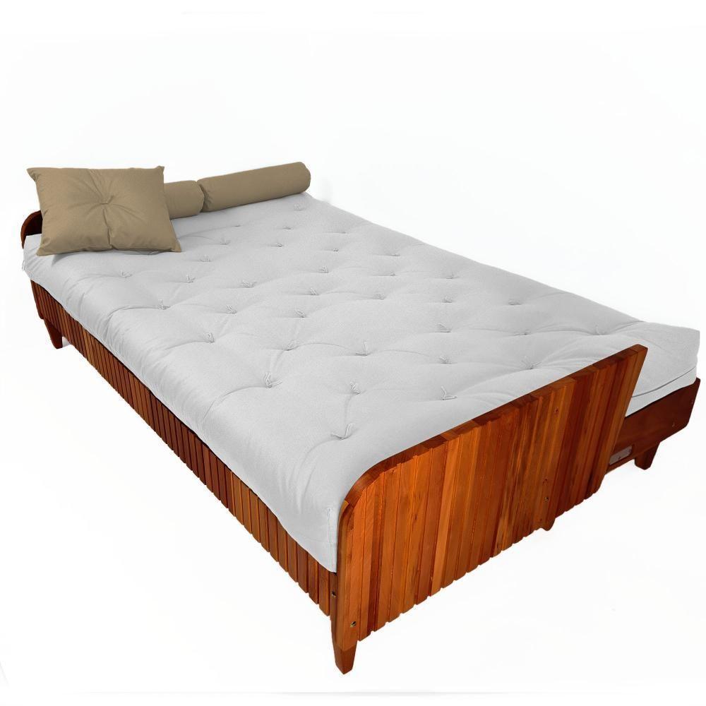 Sofá Cama Paris Ii Ripado Acquablock Madeira Maciça Imbuia - Branco Off - 2