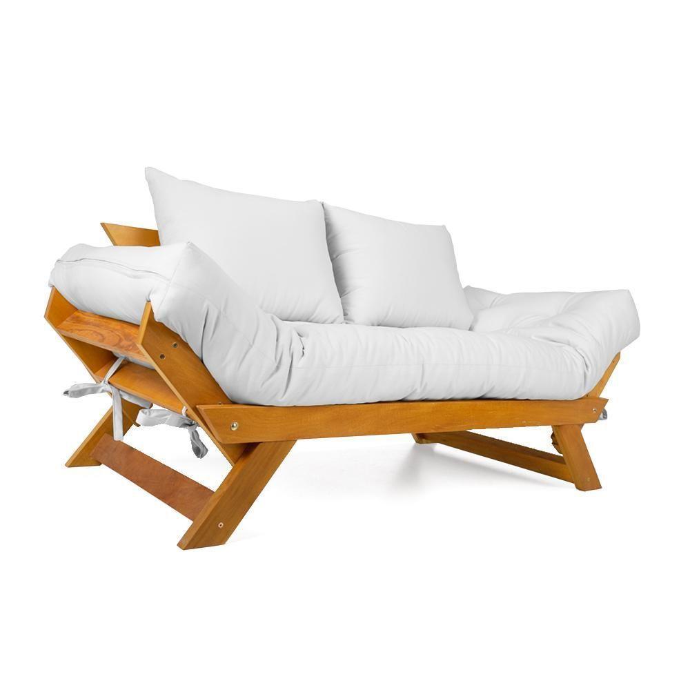 Sofá Japão Futon Acquablock Madeira Nobre Natural - Branco Off - 3