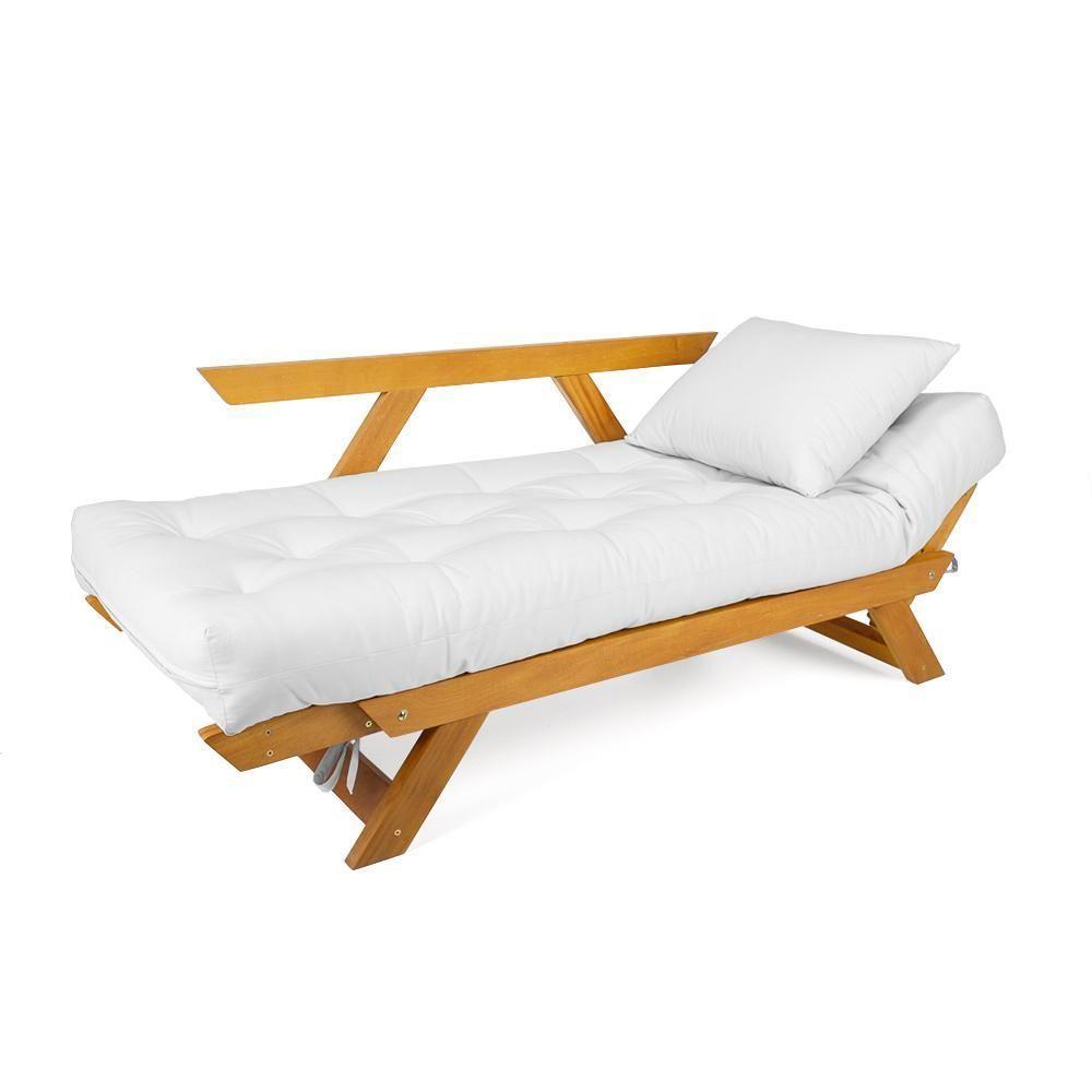 Sofá Japão Futon Acquablock Madeira Nobre Natural - Branco Off - 4