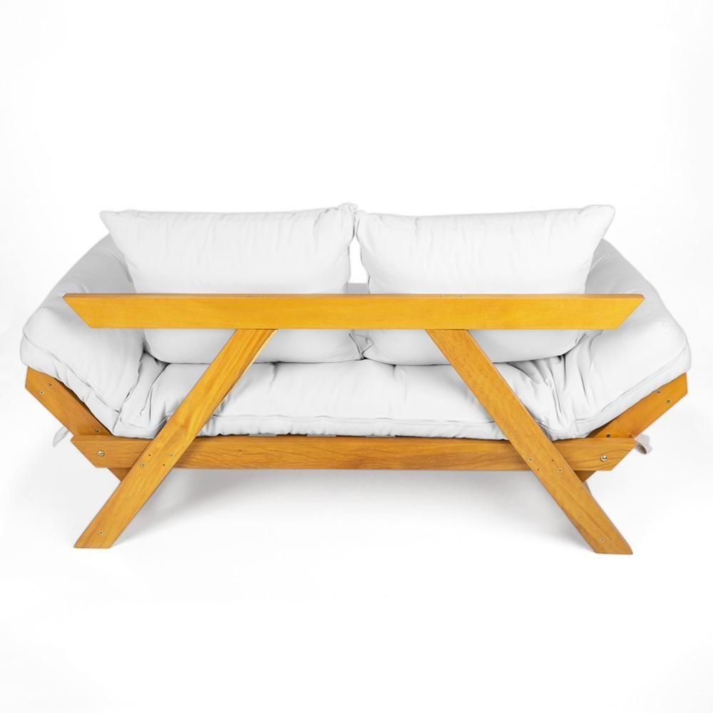 Sofá Japão Futon Acquablock Madeira Nobre Natural - Branco Off - 7