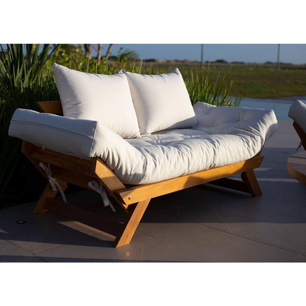 Sofá Japão Futon Acquablock Madeira Nobre Natural - Branco Off - 8