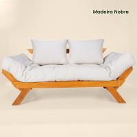 Sofá Japão Futon Acquablock Madeira Nobre Natural - Branco Off - 2