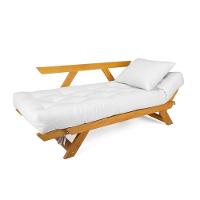 Sofá Japão Futon Acquablock Madeira Nobre Natural - Branco Off