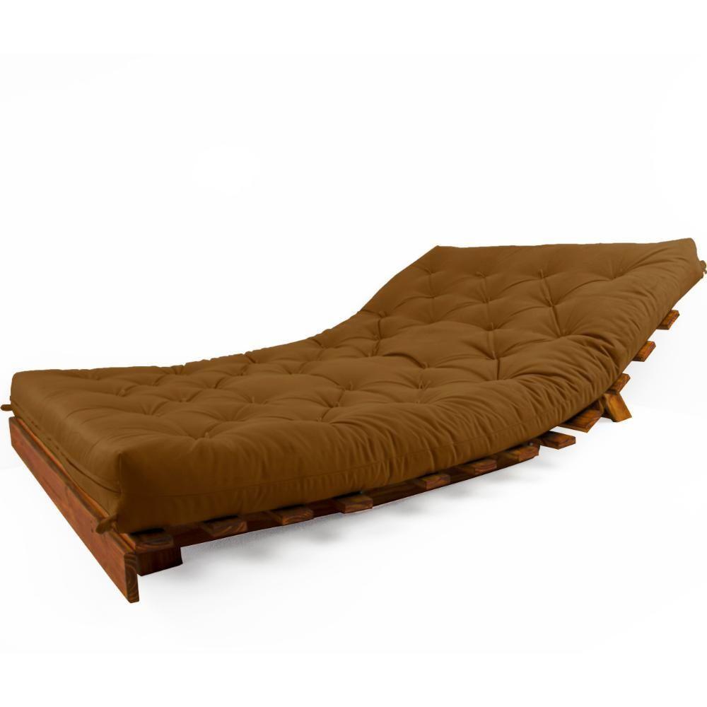 Sofá Cama Casal Futon Tokio D33 Madeira Maciça Imbuia - Caramelo - 4