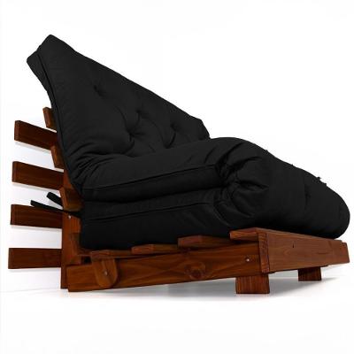Sofá Cama Casal Futon Tokio D33 Madeira Maciça Imbuia - Preto