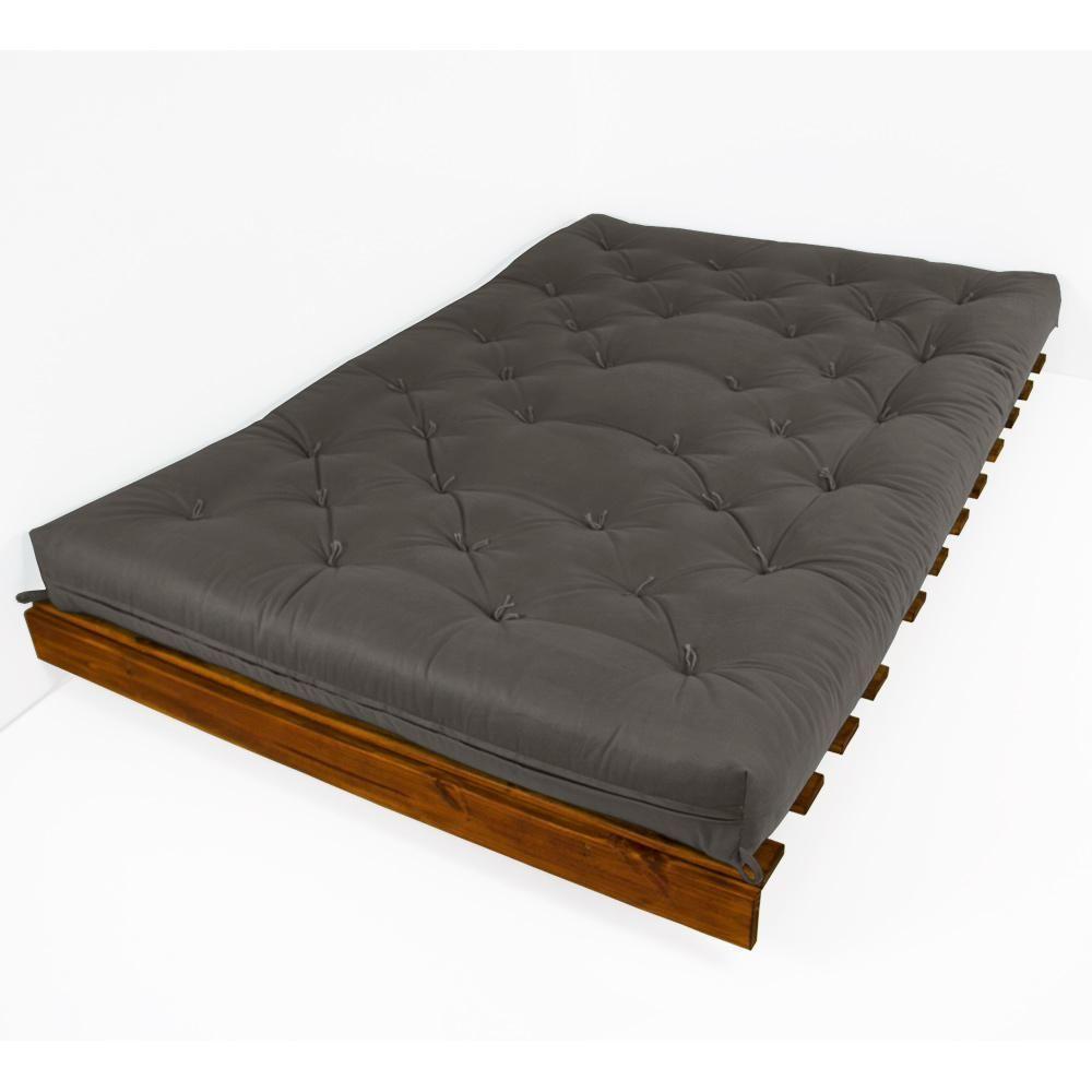 Sofá Cama Casal Futon Tokio D33 Madeira Maciça Imbuia - Cinza - 3