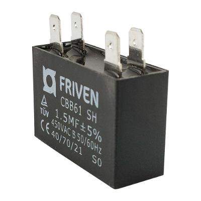 Capacitor Caixa Preto 1.5 Uf 450v Quadrado