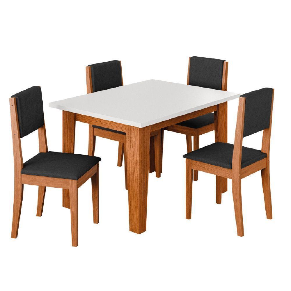Conjunto Sala De Jantar Mesa Miami Quadrada 1,20m 4 Cadeiras Trento Dobuê Madeirado Preto - 1