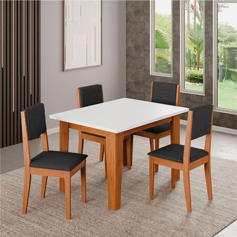 Conjunto Sala De Jantar Mesa Miami Quadrada 1,20m 4 Cadeiras Trento Dobuê Madeirado Preto - 2