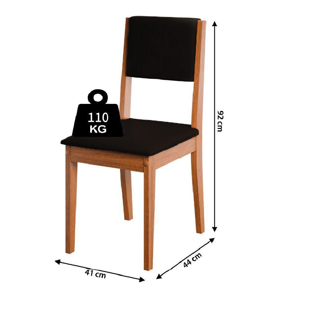 Conjunto Sala De Jantar Mesa Miami Quadrada 1,20m 4 Cadeiras Trento Dobuê Madeirado Preto - 4