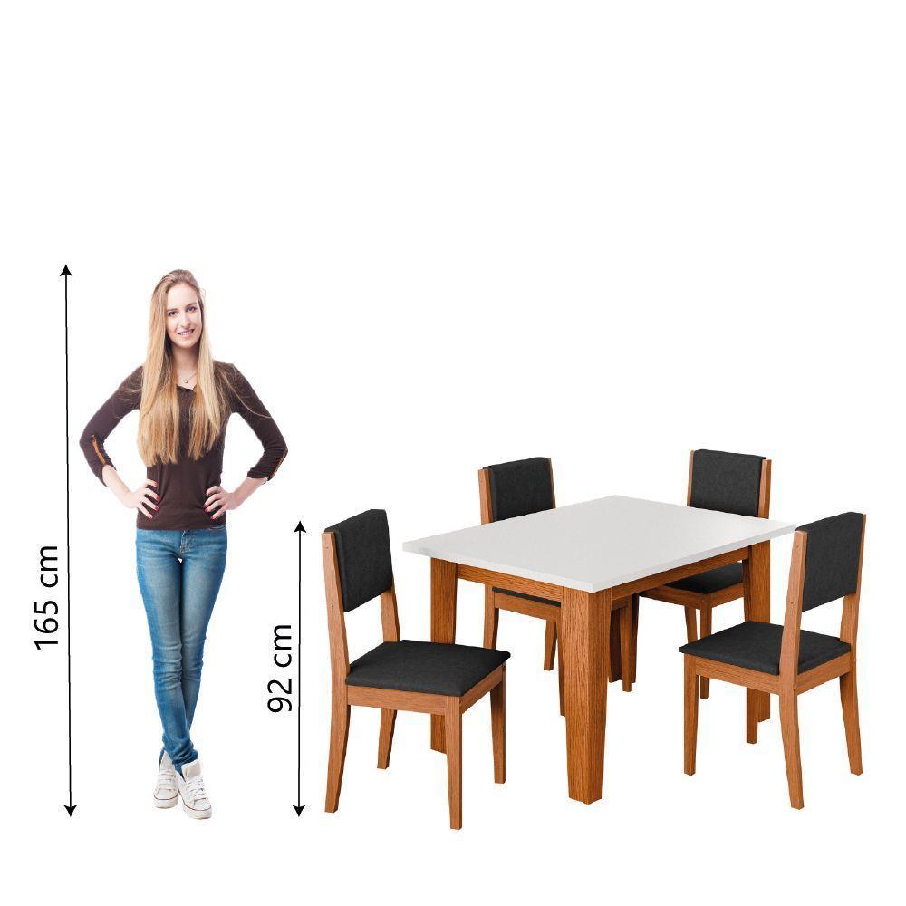 Conjunto Sala De Jantar Mesa Miami Quadrada 1,20m 4 Cadeiras Trento Dobuê Madeirado Preto - 6