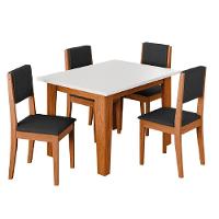 Conjunto Sala De Jantar Mesa Miami Quadrada 1,20m 4 Cadeiras Trento Dobuê Madeirado Preto - 1