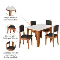 Conjunto Sala De Jantar Mesa Miami Quadrada 1,20m 4 Cadeiras Trento Dobuê Madeirado Preto - 5