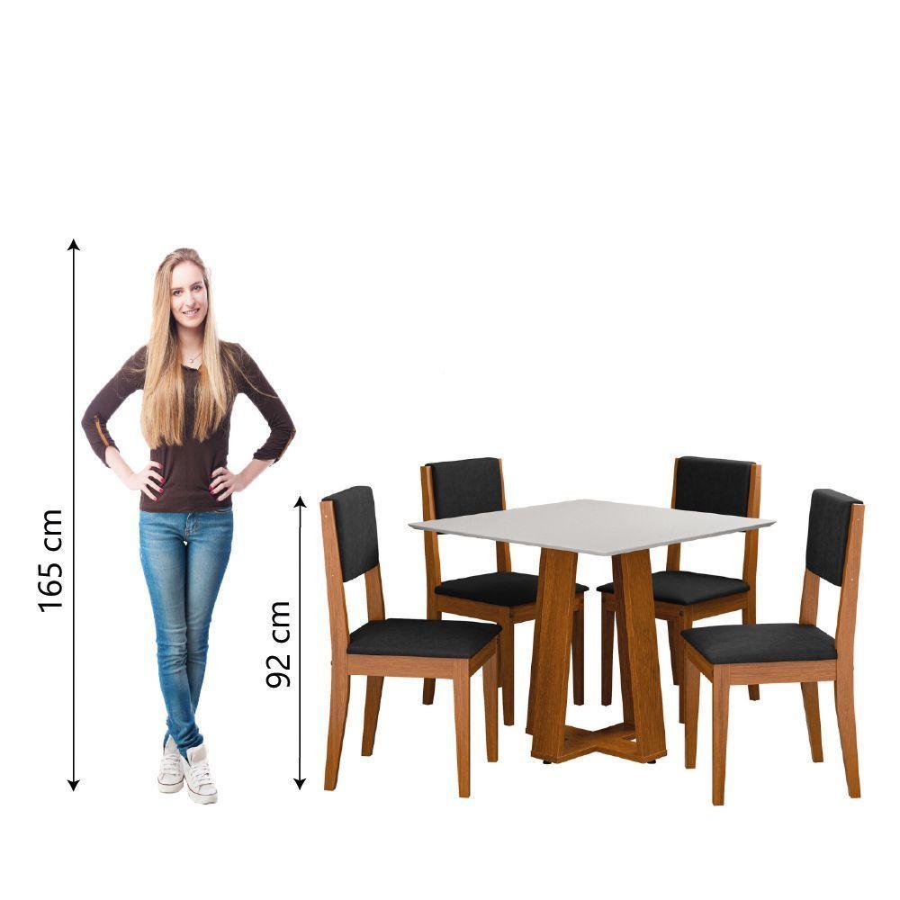 Conjunto Sala De Jantar Mesa Athenas Quadrada 0,90m 4 Cadeiras Trento Dobuê Madeirado Preto - 6