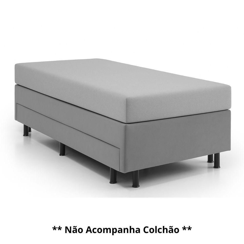 Cama Box Solteiro Com Auxiliar 88x188 Reforçada Suede Cinza - 2