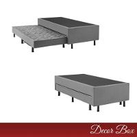 Cama Box Solteiro Com Auxiliar 88x188 Reforçada Suede Cinza - 3