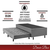 Cama Box Solteiro Com Auxiliar 88x188 Reforçada Suede Cinza - 6