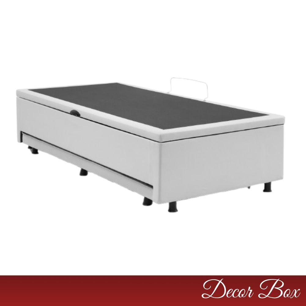 Base Cama Box Solteiro Com Baú E Cama Auxiliar Branco - 2