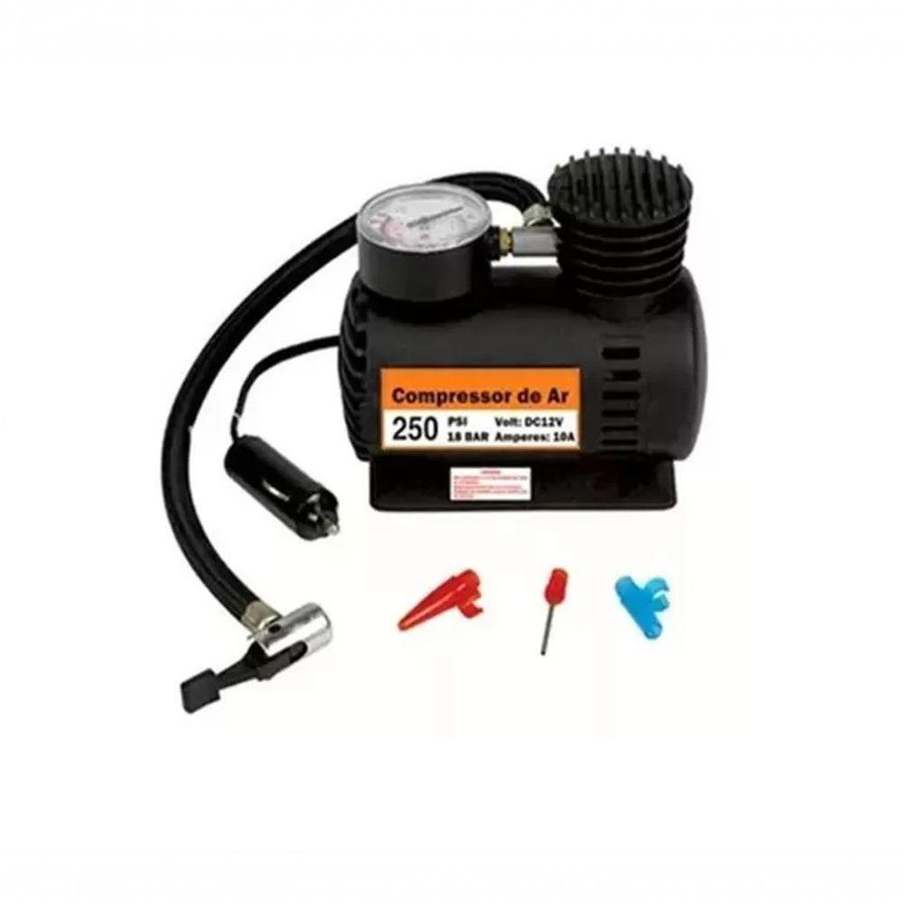 Mini Compressor Bomba De Ar Veicular Portátil Manômetro 12V - 2
