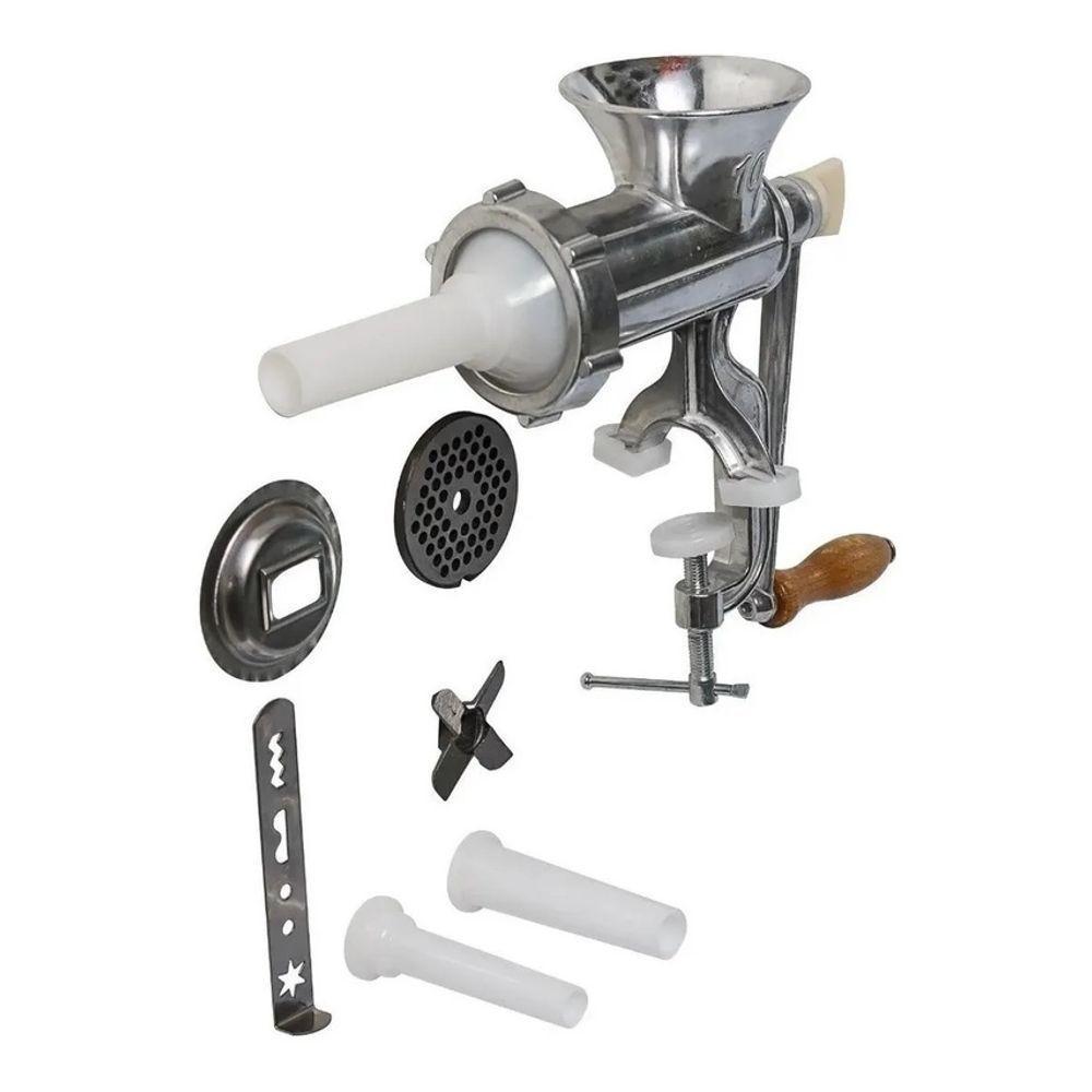 Moedor De Carne N 10 + Jogo De Funil Para Fazer Linguiça - 6