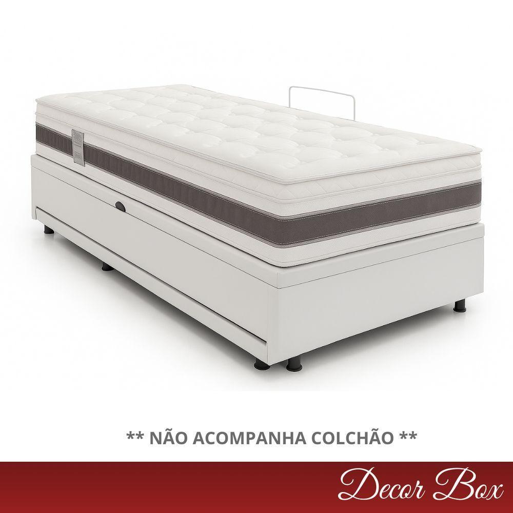 Cama Box Solteiro Com Auxiliar 88x188 Reforçada Branco - 3