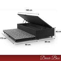 Base Cama Box Solteiro Com Baú E Cama Auxiliar Preto - 2