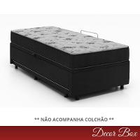 Base Cama Box Solteiro Com Baú E Cama Auxiliar Preto - 7