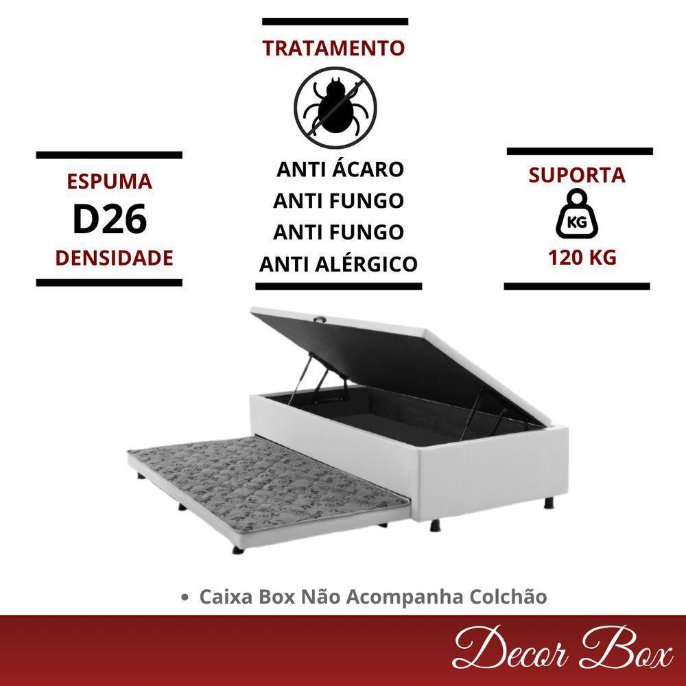 Cama Box Baú Solteiro 4 Pistão Revestimento Sintético Branco - 5