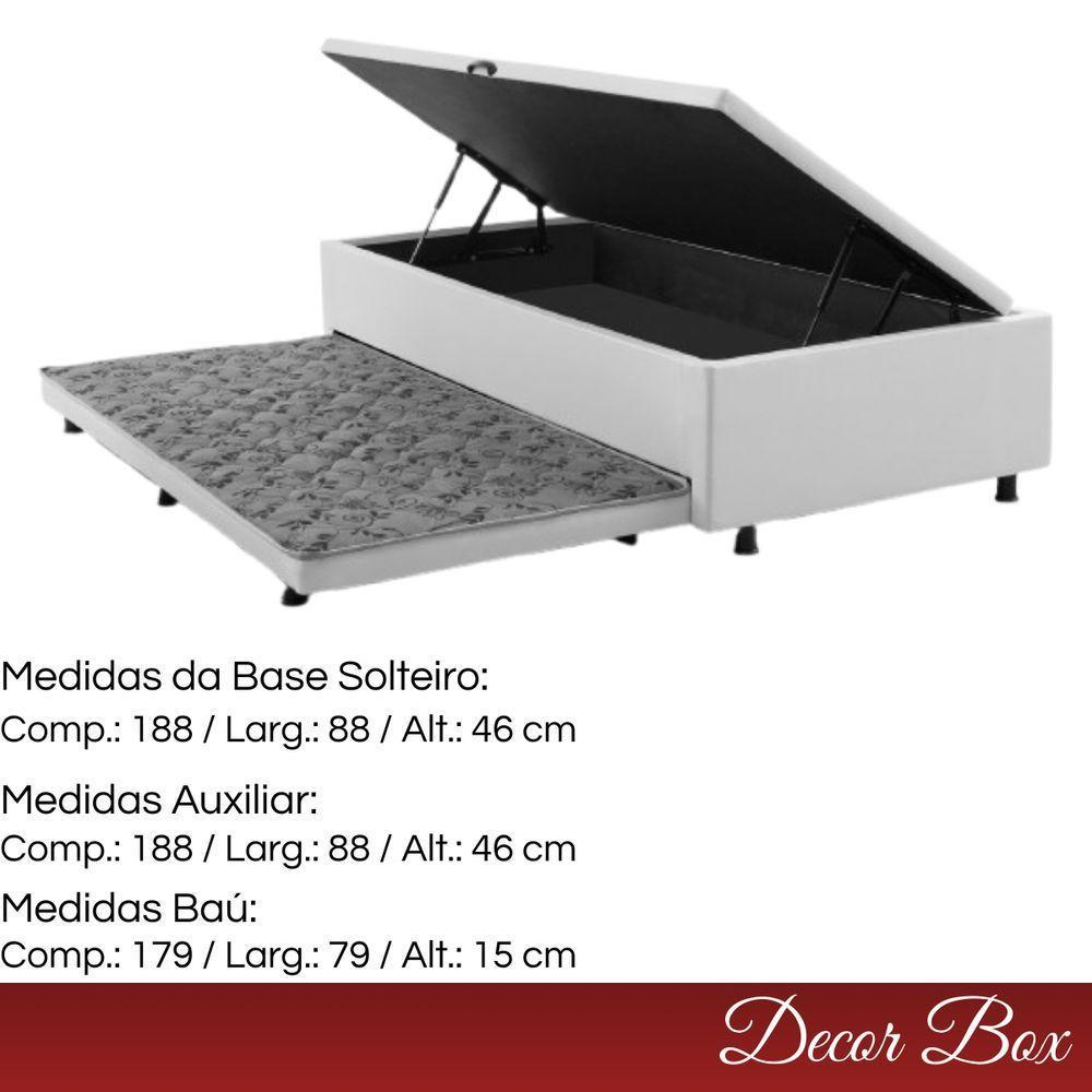 Cama Box Baú Solteiro 4 Pistão Revestimento Sintético Branco - 8