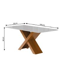 Conjunto De Mesa Sala De Jantar Tampo Com Vidro 1,80m Grécia 6 Cadeiras Creta Dobuê Madeirado / Bege - 3