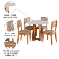 Conjunto Sala De Jantar Mesa Athenas Redonda 4 Cadeiras Santiago Dobuê Madeirado Off White - 5