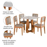 Conjunto Sala De Jantar Mesa Athenas Quadrada 4 Cadeiras Santiago Dobuê Madeirado Off White - 5