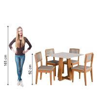 Conjunto Sala De Jantar Mesa Athenas Quadrada 4 Cadeiras Santiago Dobuê Madeirado Off White - 6