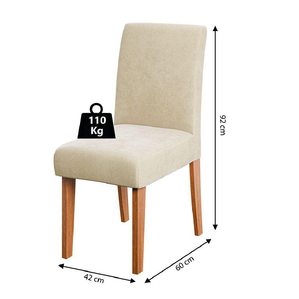 Conjunto De Mesa Sala De Jantar Tampo Com Vidro 1,36m Grécia 4 Cadeiras Trieste Dobuê Madeirado / Bege - 4