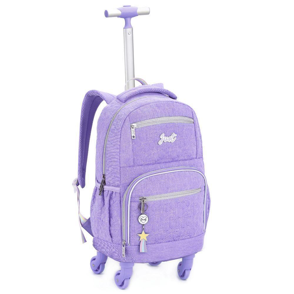 Kit Mochila De Rodinhas + Lancheira + Estojo Box Just Denlex Lilás - 4