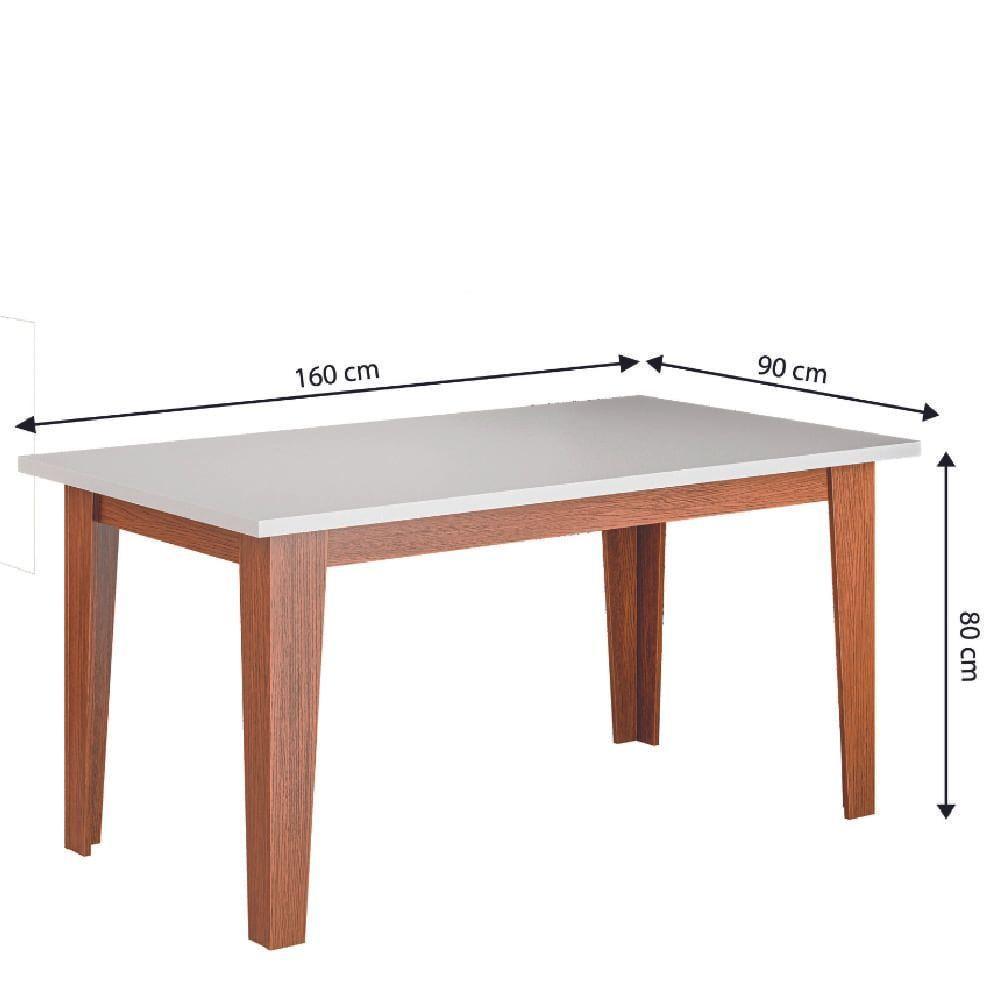 Conjunto Sala De Jantar Mesa Miami 1,60m 6 Cadeiras Santiago Dobuê Madeirado / Off White - 3