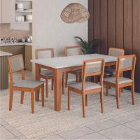 Conjunto Sala De Jantar Mesa Miami 1,60m 6 Cadeiras Santiago Dobuê Madeirado / Off White - 2