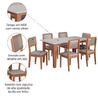 Conjunto Sala De Jantar Mesa Miami 1,60m 6 Cadeiras Santiago Dobuê Madeirado / Off White - 5