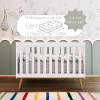 Quarto De Bebê Retrô Lorena Guarda Roupa 3 Portas Cômoda Gran Com Fraldário Berço 3 Em 1 Branco Carolina Baby