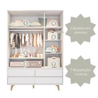 Quarto De Bebê Retrô Lorena Guarda Roupa 3 Portas Cômoda Gran Com Fraldário Berço 3 Em 1 Branco Carolina Baby - 8