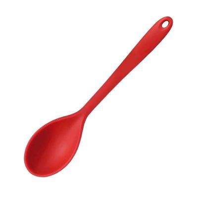 Colher De Silicone Vermelha 27,5cm Com Suporte Para Pendurar - Utensílio De Cozinha Prático