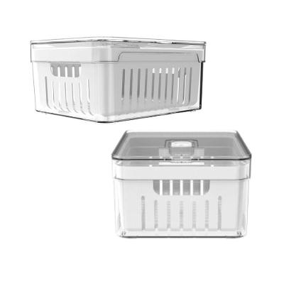 Conjunto De Organizadores De Geladeira Acrílico Com Cesto 2,2l - Vem Um Kit Com 02 Organizadores - Clear Fresh