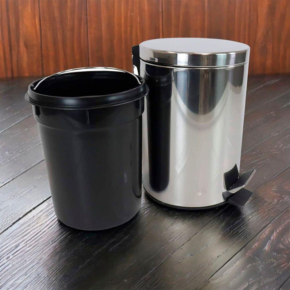 Lixeira Redonda Em Inox 8l Com Pedal E Cesto Removível – Estilo E Praticidade Para O Lar - 5