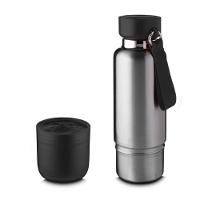 Garrafa Em Inox Parede Dupla 500ml Com Copo E Porta Objetos Preta - 4