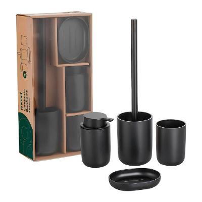 Conjunto Elegante De Acessórios Para Banheiro: Dispenser, Porta Algodão E Bandeja Com Escova